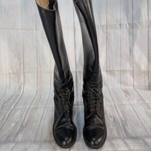 Vintage The Emerson Boot Black Leather Tall Lace-Up Riding Boots 8.5 M